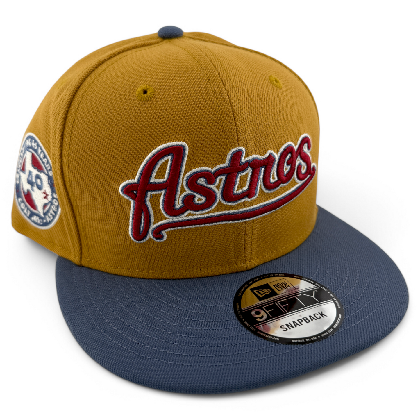 New Era Houston Astros MLB Panama Tan 9FIFTY Snapback Adjustable Hat Cap