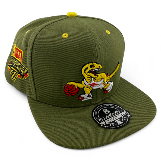Mitchell & Ness Toronto Raptors NBA Dusty Olive Green HWC Dynasty Fitted Hat Cap