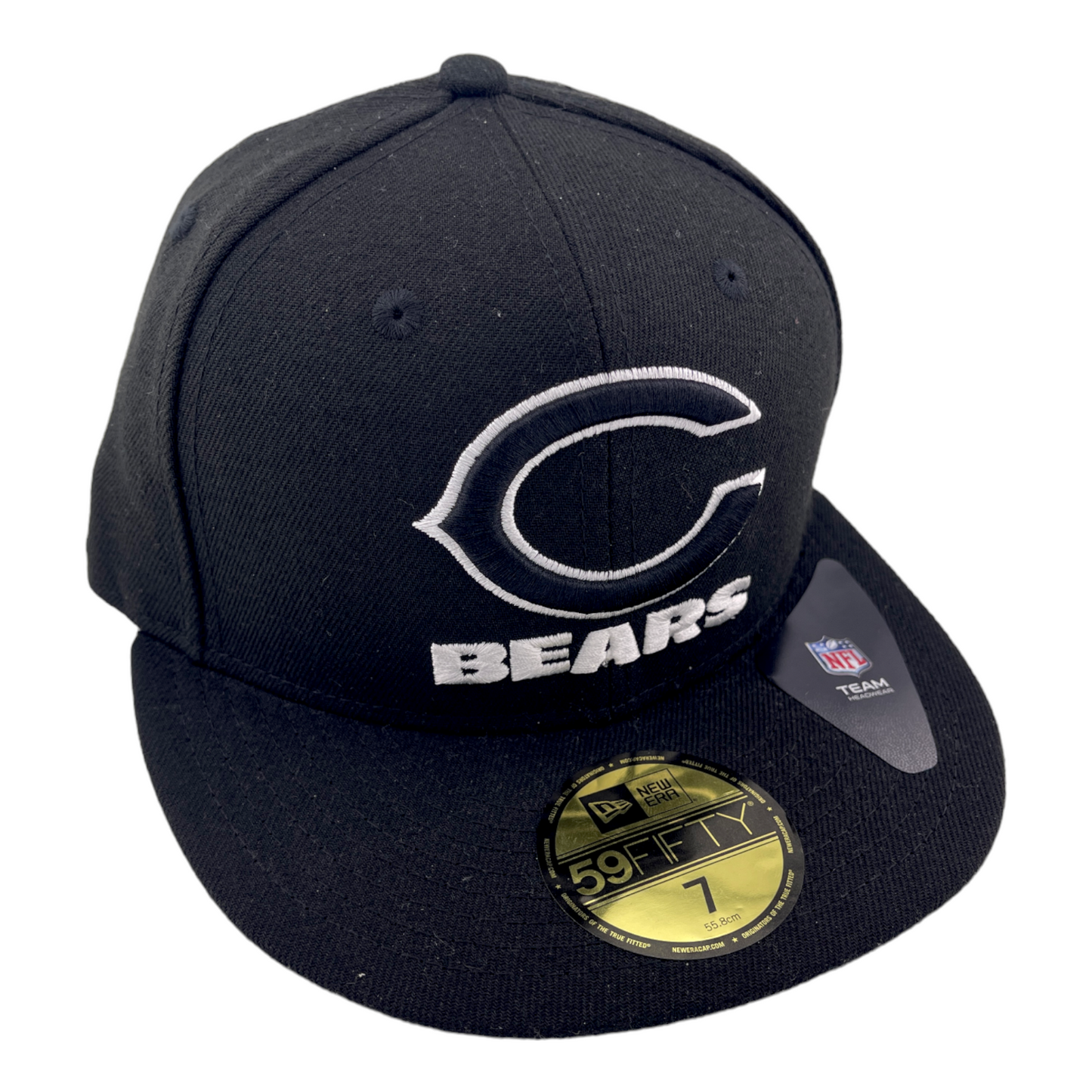 New Era Chicago Bears Black and White Logo Grey UV 59Fifty Fitted Hat Cap