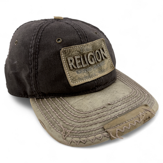 True Religion Brown Buddha Distressed RARE VINTAGE VTG Snap Adjustable Hat Cap