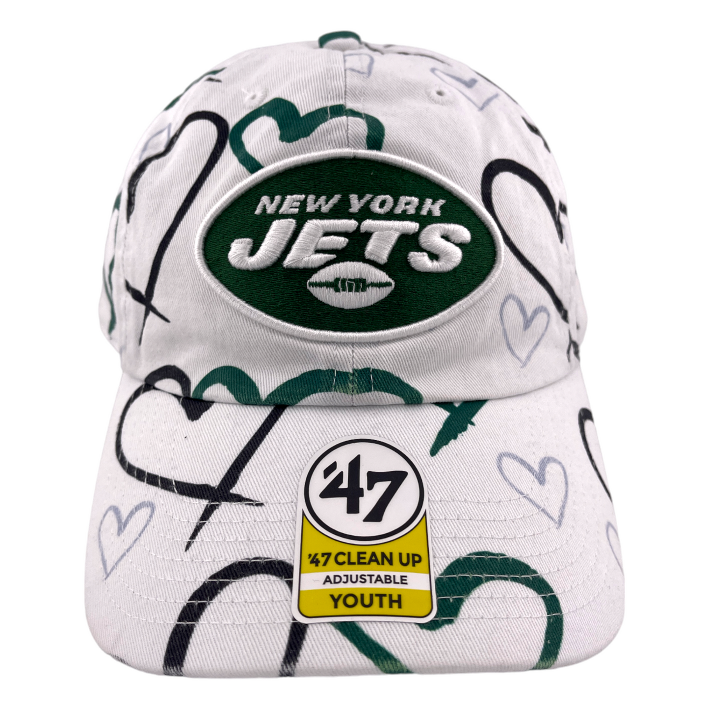 '47 Brand New York Jets NFL Youth Hearts Clean Up Adjustable Dad Hat Cap