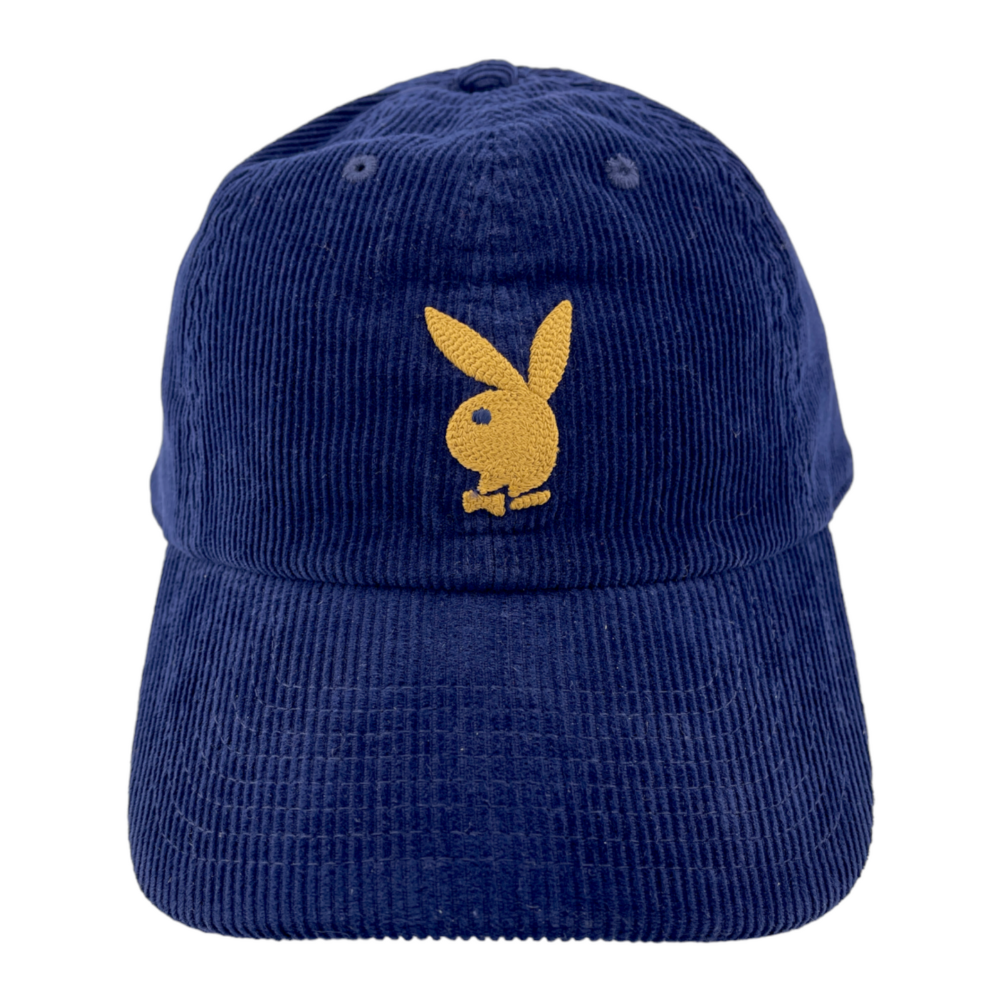 Playboy Blueberry Pie Navy Blue Gold Bunny Logo Corduroy Adjustable Dad Hat Cap