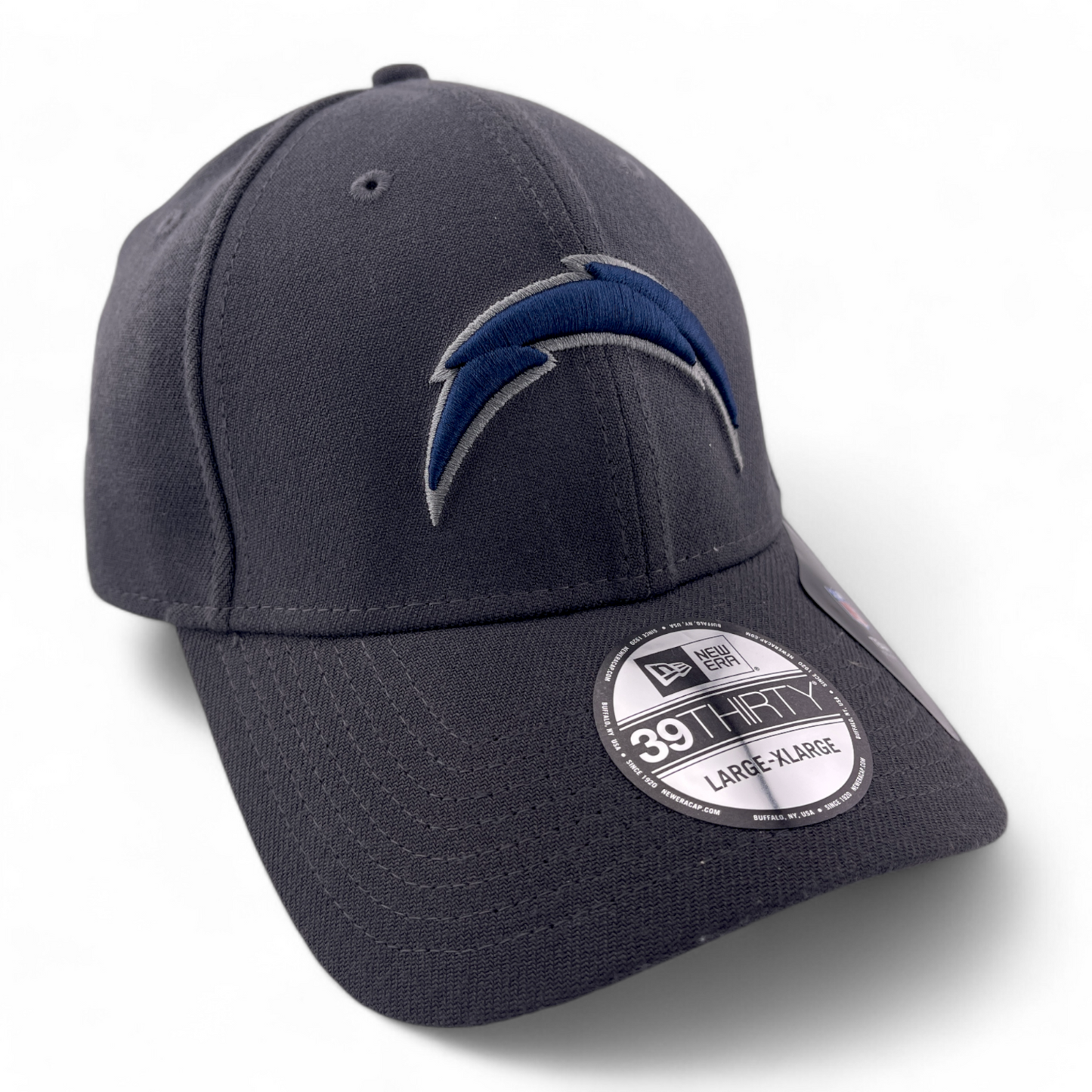 New Era Los Angeles Chargers NFL Graphite Grey 39Thirty Flex Fit Hat Cap