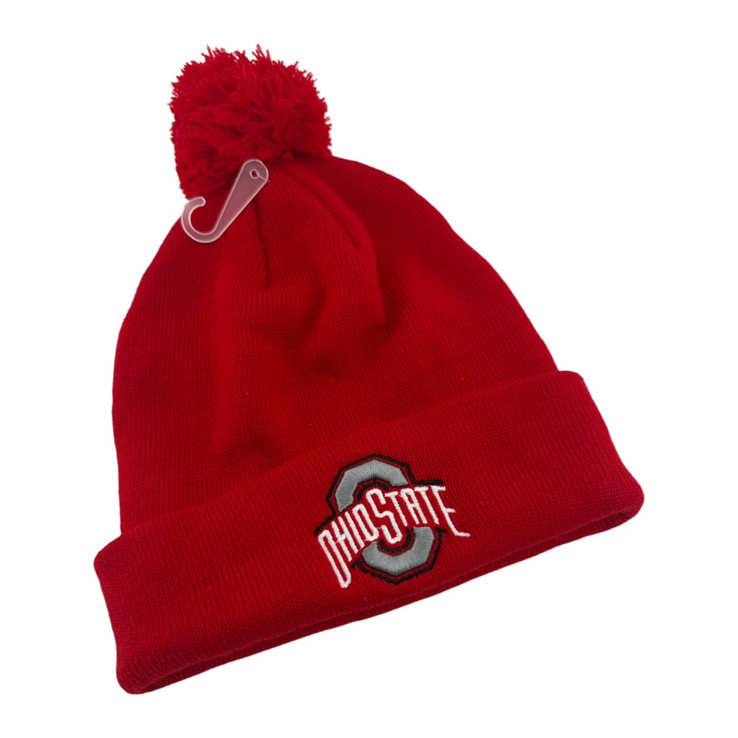 The Ohio State University Buckeyes NCAA Official Red Pom Pom Cuffed Beanie Cap