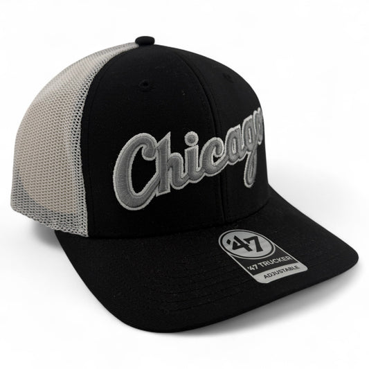 '47 Brand Chicago White Sox MLB Script LogoTrucker Snapback Mesh Back Hat Cap