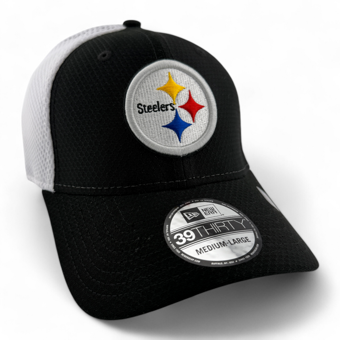 New Era Pittsburgh Steelers NFL Hex White Neo Back 39Thirty Flex Fit Hat Cap