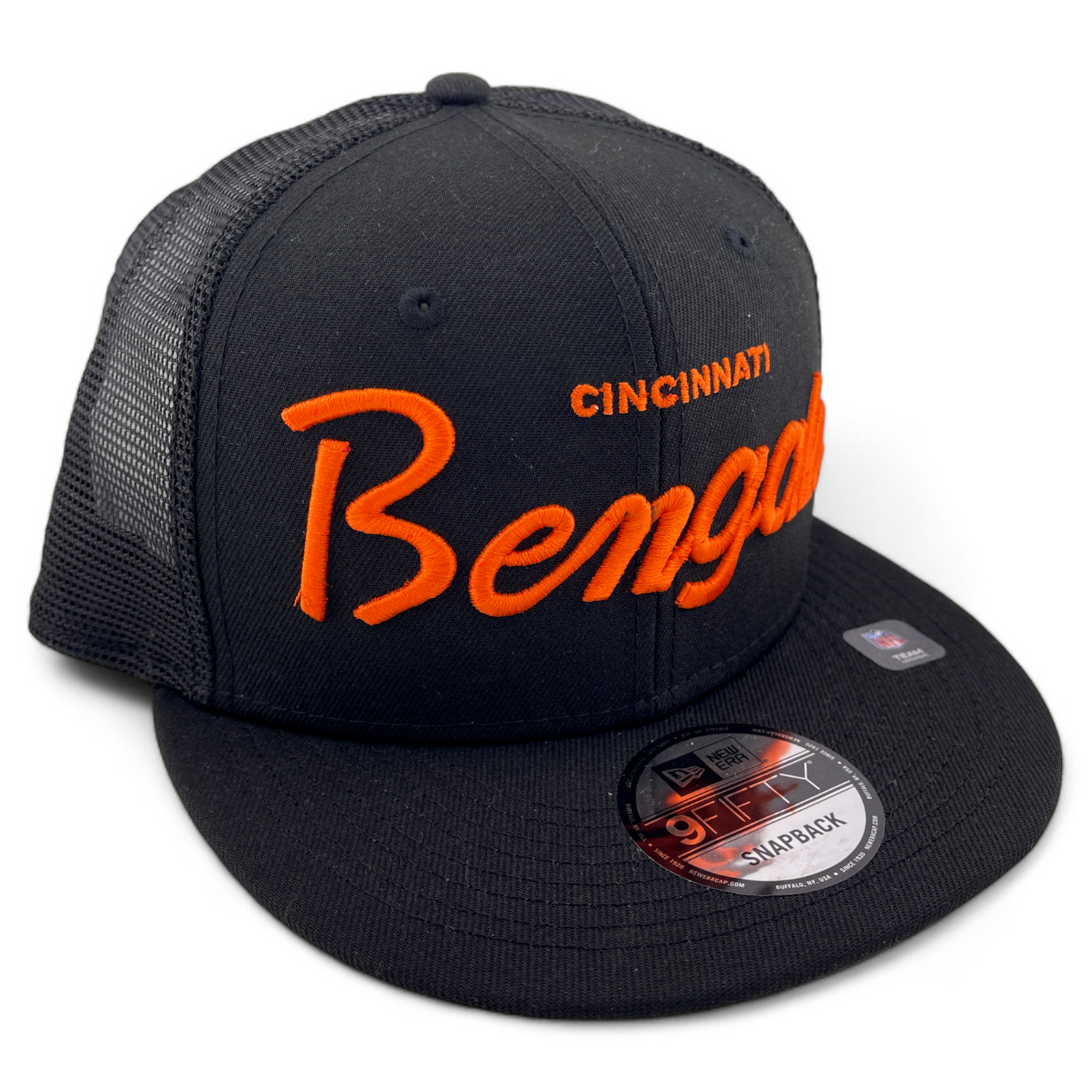 ~NEW DROP~ New Era Cincinnati Bengals NFL Script Logo 9FIFTY Mesh Back Snapback Hat Cap