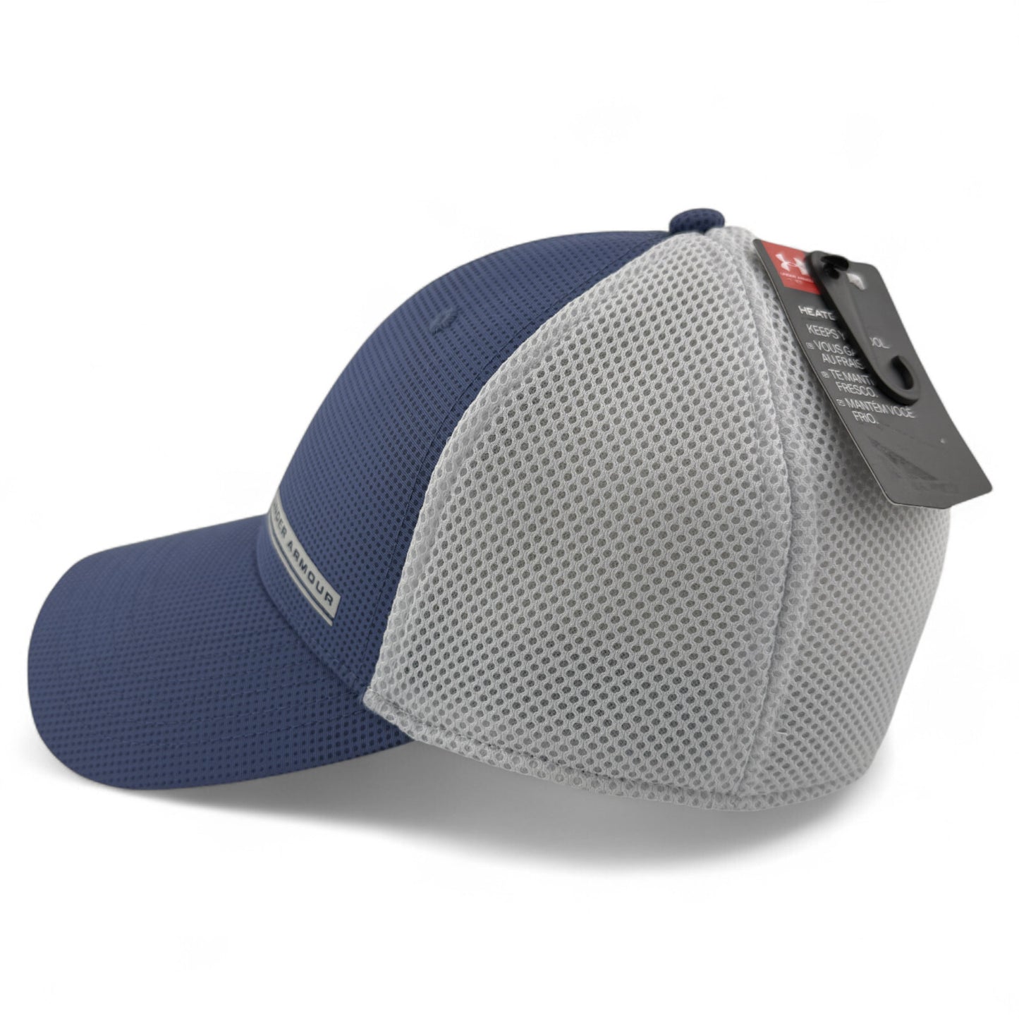 Under Armour Print Logo Blue/White HeatGear Neo Mesh Back Flex Fit Hat Cap