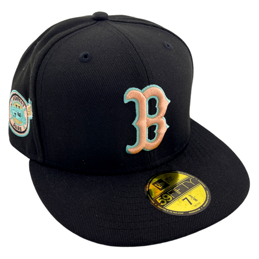 New Era Boston Red Sox MLB Fenway Park Patch Black/Teal 59Fifty Fitted Hat Cap