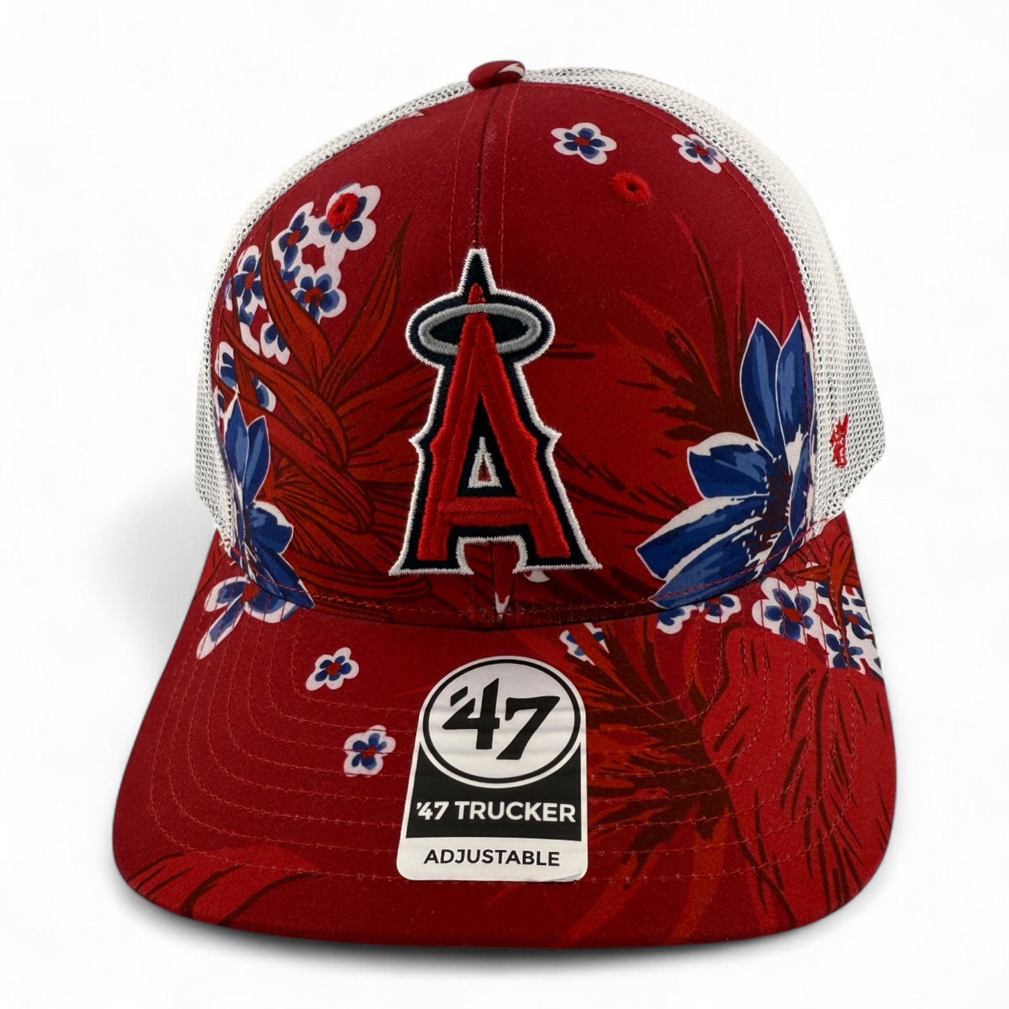 '47 Brand Los Angeles Angels MLB Red Floral Trucker Mesh Snapback Adjustable Hat