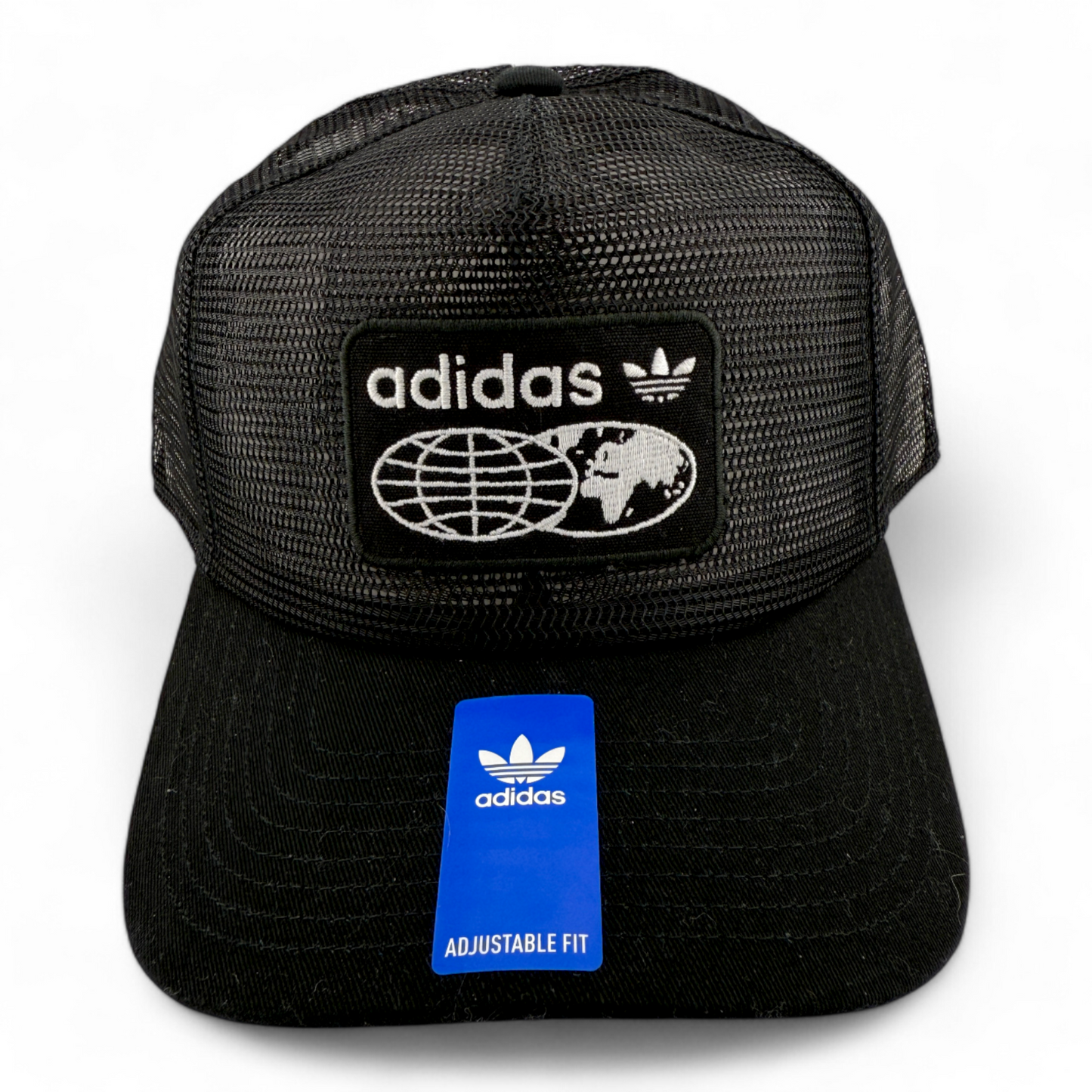 adidas Originals Worldwide Full Mesh Black Patch Adjustable Snapback Hat Cap