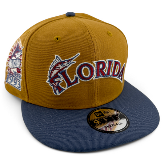 New Era Florida Miami Marlins MLB Panama Tan 9FIFTY Snapback Adjustable Hat Cap
