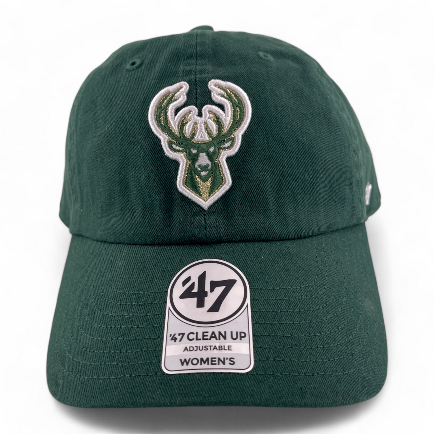 '47 Brand Milwaukee Bucks NBA Green Womens Clean Up Adjustable Dad Hat Cap