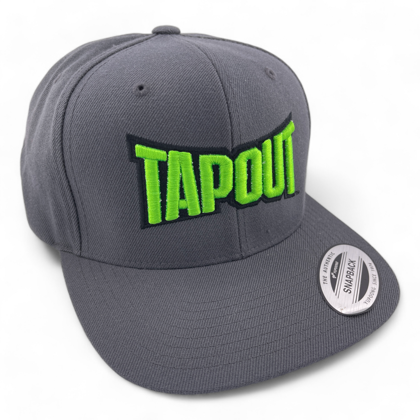 Tapout Lime Green Logo MMA UFC Grey Flat Bill Adjustable Snapback Hat Cap