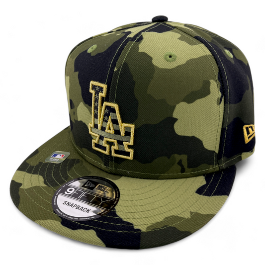 New Era Los Angeles Dodgers MLB 2022 Armed Forces Day Camo 9FIFTY Snapback Hat Cap