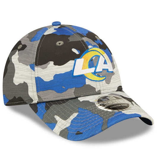 New Era Los Angeles Rams NFL 2022 Training Camp Blue Camo 9Forty Snapback Hat Cap