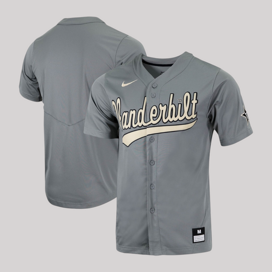 Nike Vanderbilt Commodores NCAA Baseball Jersey Full-Button Replica Charcoal L