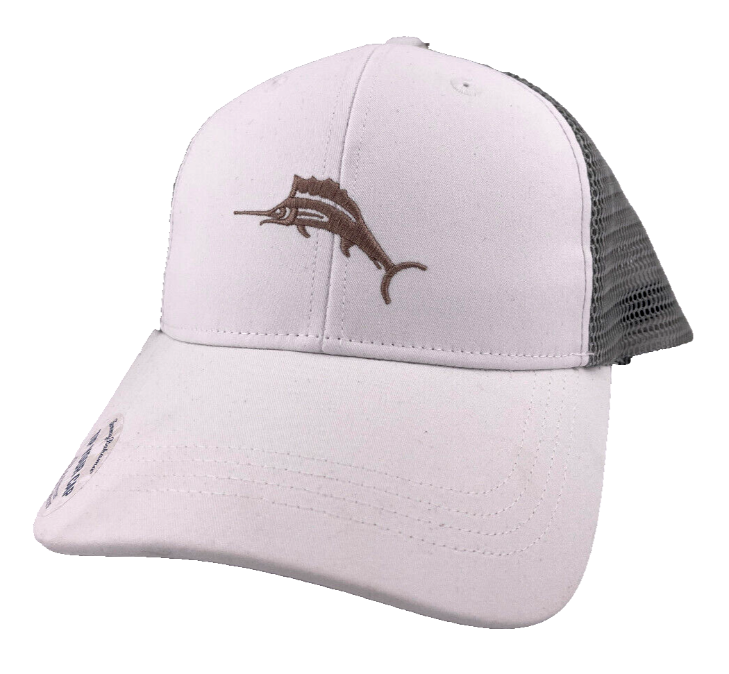 Tommy Bahama Embroidered Marlin Logo White Trucker Mesh Men's Snapback Hat Cap