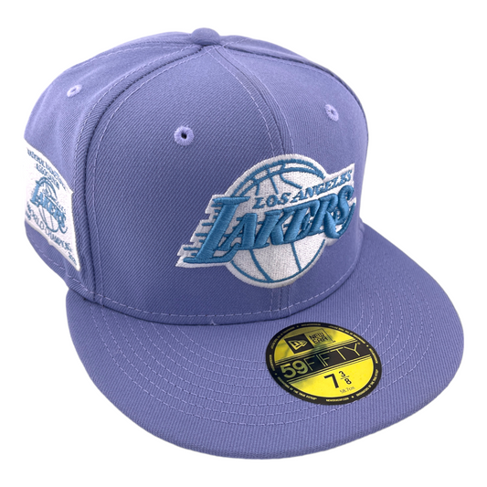 New Era Los Angeles Lakers Side Patch Purple Haze Blue UV NBA 59Fifty Fitted Hat Cap