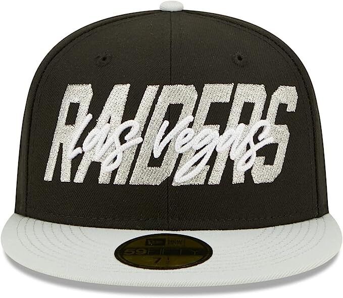 New Era Las Vegas Raiders 2022 Draft On Stage Script NFL 59FIFTY Fitted Hat Cap