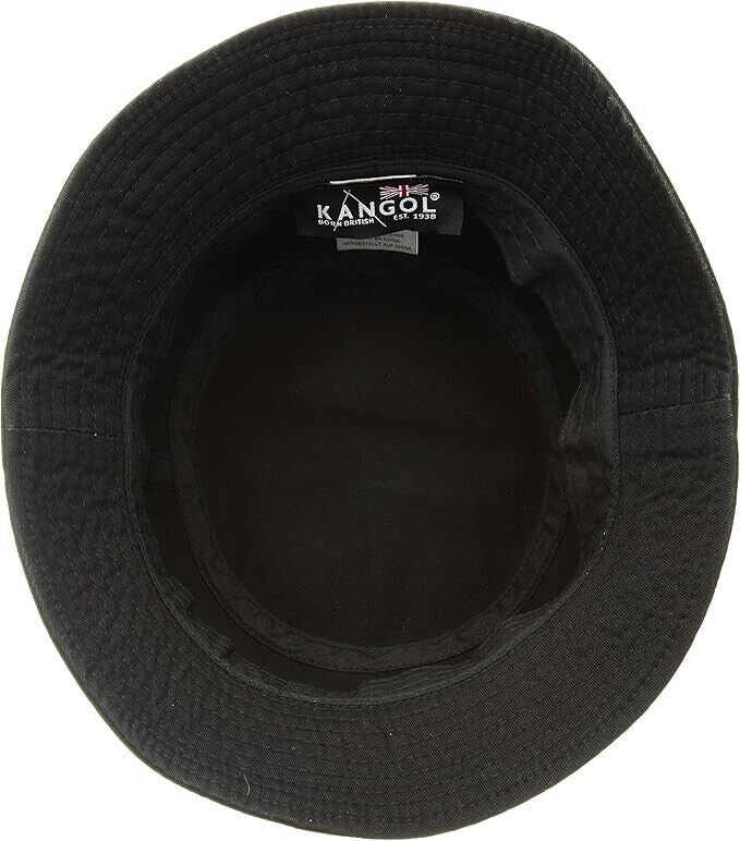 Kangol Washed All Black White Logo K4224HT Boonie Bucket Hat Unisex Adult Large