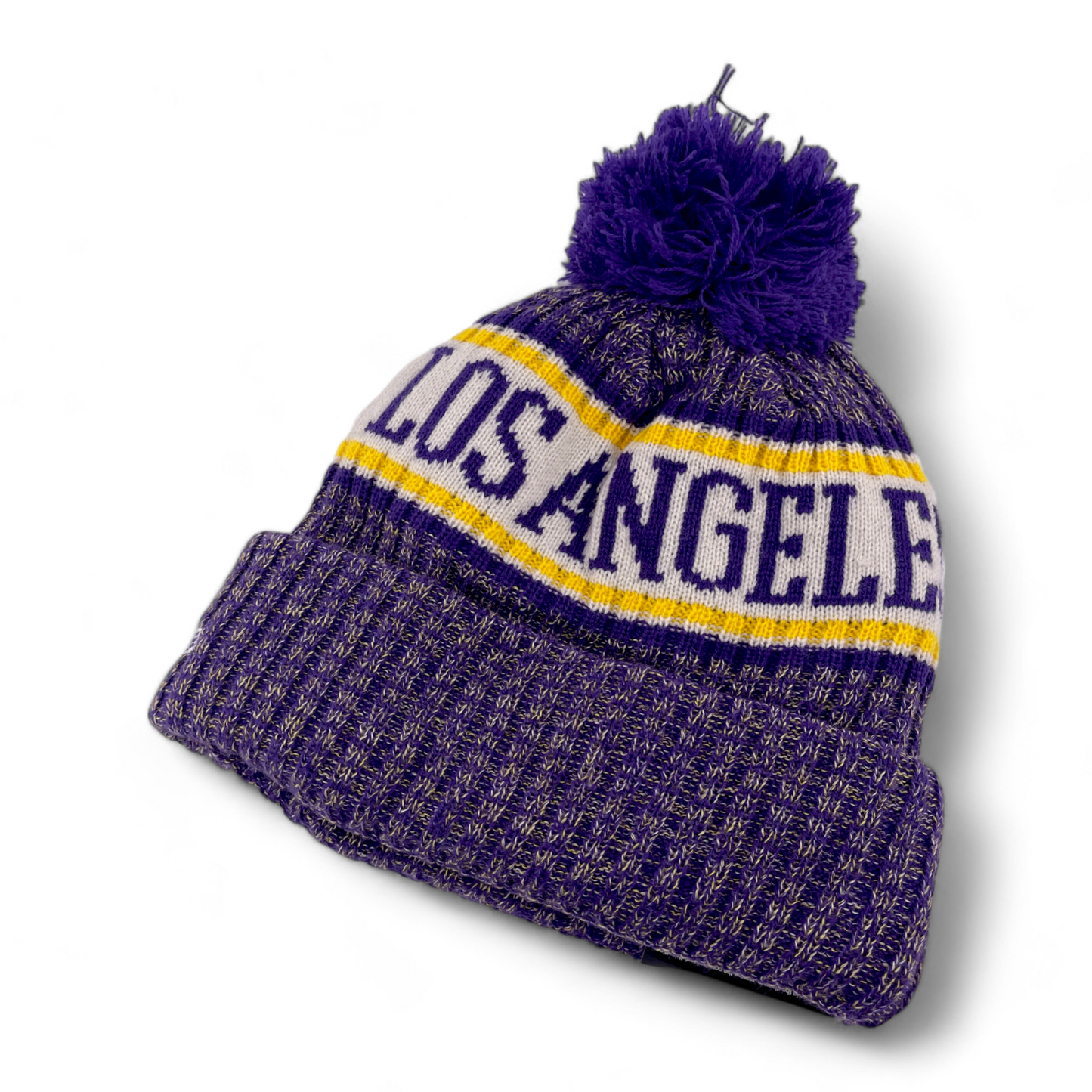 New Era Los Angeles Lakers NBA Sport Knit Removable Pom Beanie Cuffed Cap Hat