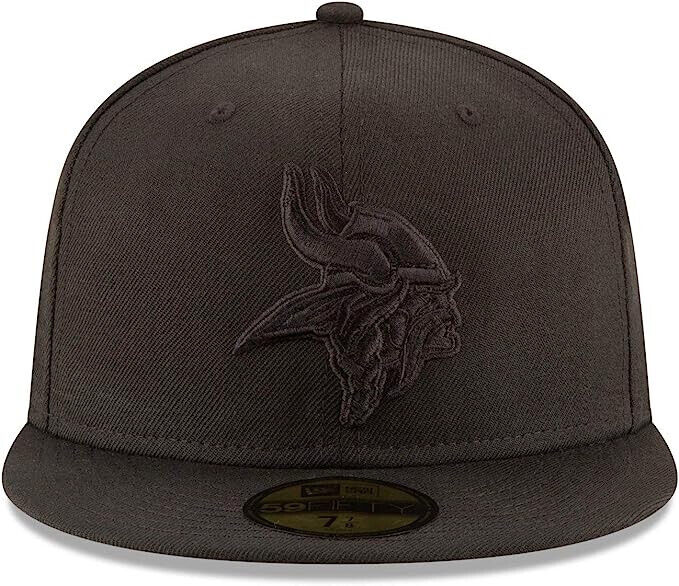 New Era Minnesota Vikings Black on Black Out NFL 59FIFTY Fitted Hat Cap