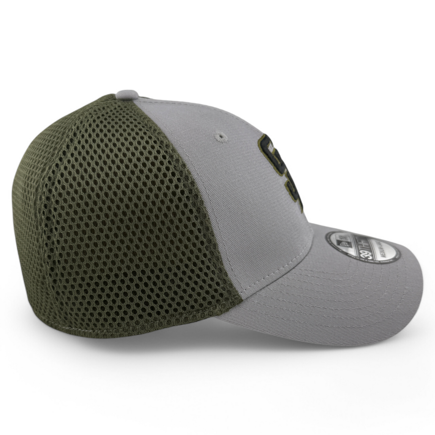 New Era San Diego Padres MLB Grey/Olive Green Neo Mesh 39Thirty Flex Fit Hat Cap