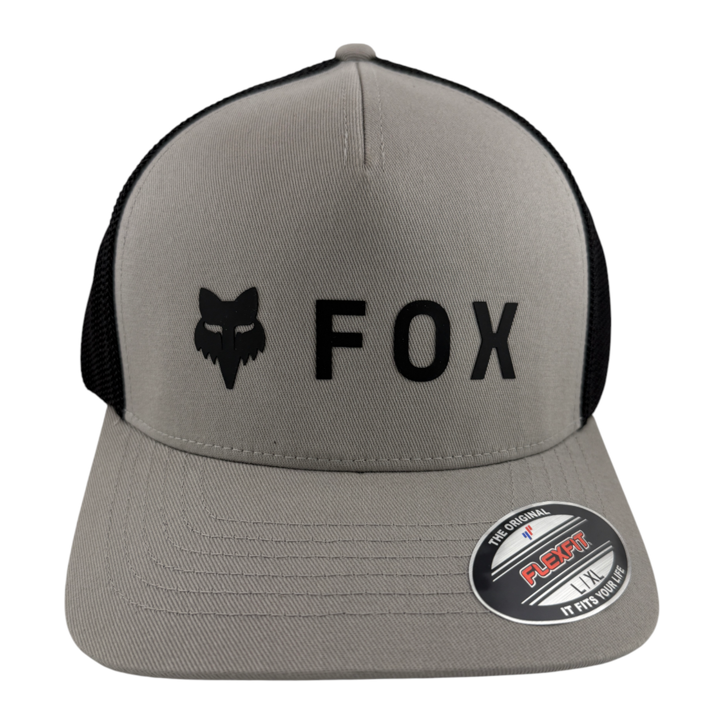 Fox Racing Absolute Logo Grey Mesh Back Stretch Flexfit Flex Fit Fitted Hat Cap