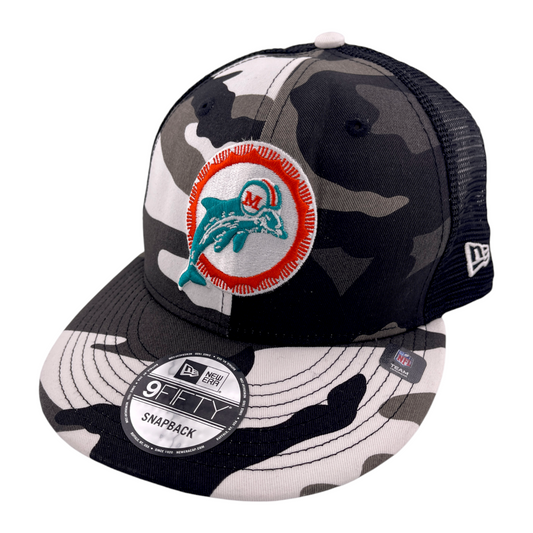 New Era Miami Dolphins NFL White Camo 9FIFTY Mesh Back Snapback Hat Cap