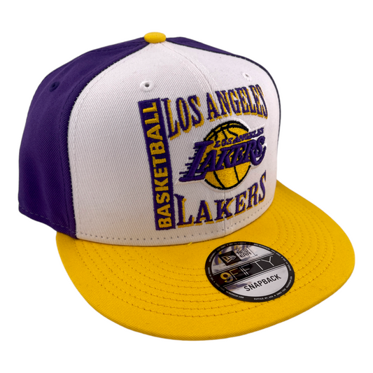 New Era Los Angeles Lakers Retro Logo Purple/White/Grey NBA 9FIFTY Snapback Hat Cap