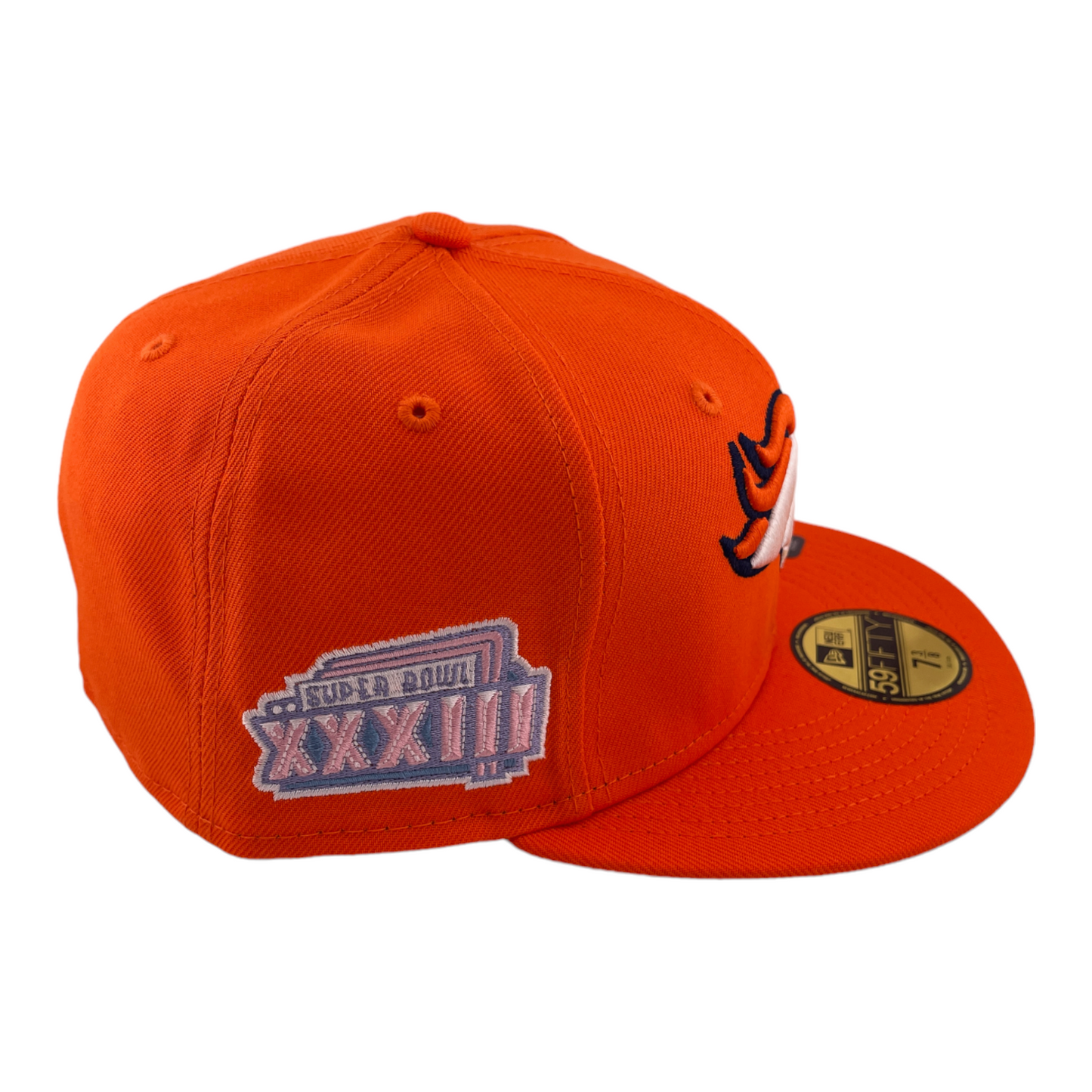 New Era Denver Broncos Super Bowl XXXIII Orange/Teal Blue UV 59Fifty Fitted Hat Cap