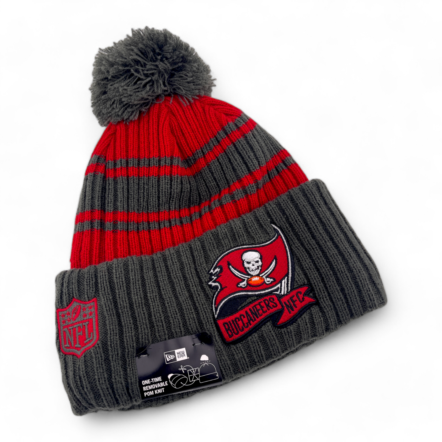 New Era Tampa Bay Buccaneers NFL Sport Knit Removable Pom Beanie Cuffed Cap Hat