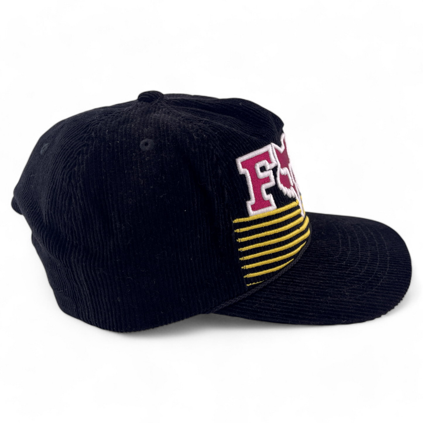 Fox Racing Burm Corduroy Rope Black Retro Logo Snapback Adjustable Hat Cap