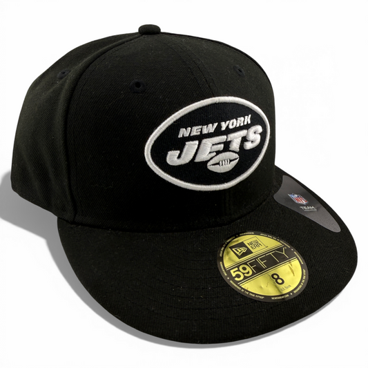 New Era New York Jets NFL Team Classic Black/White Logo 59Fifty Fitted Hat Cap