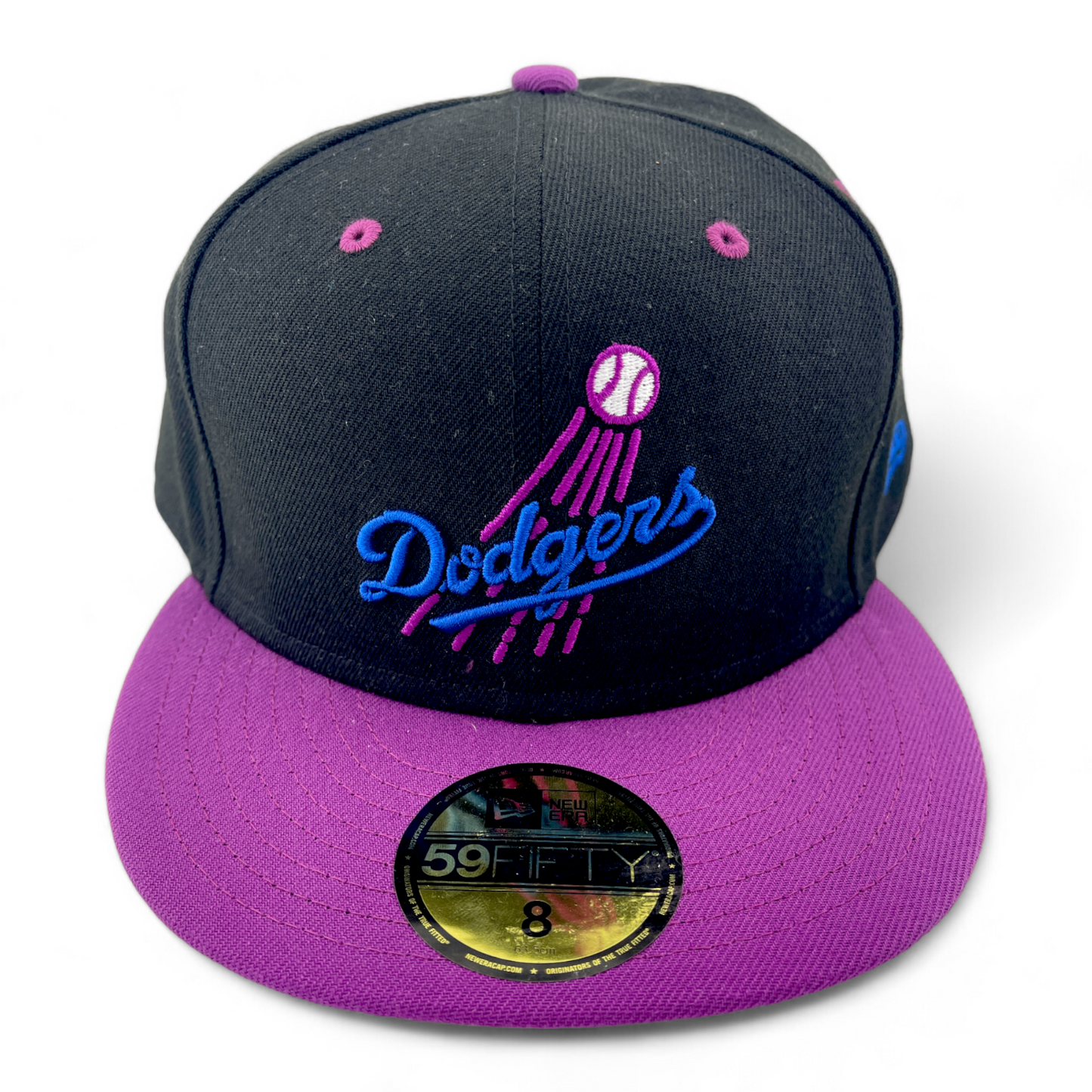 New Era Los Angeles Dodgers MLB Black/Purple Retro Logo 59Fifty Fitted Hat Cap