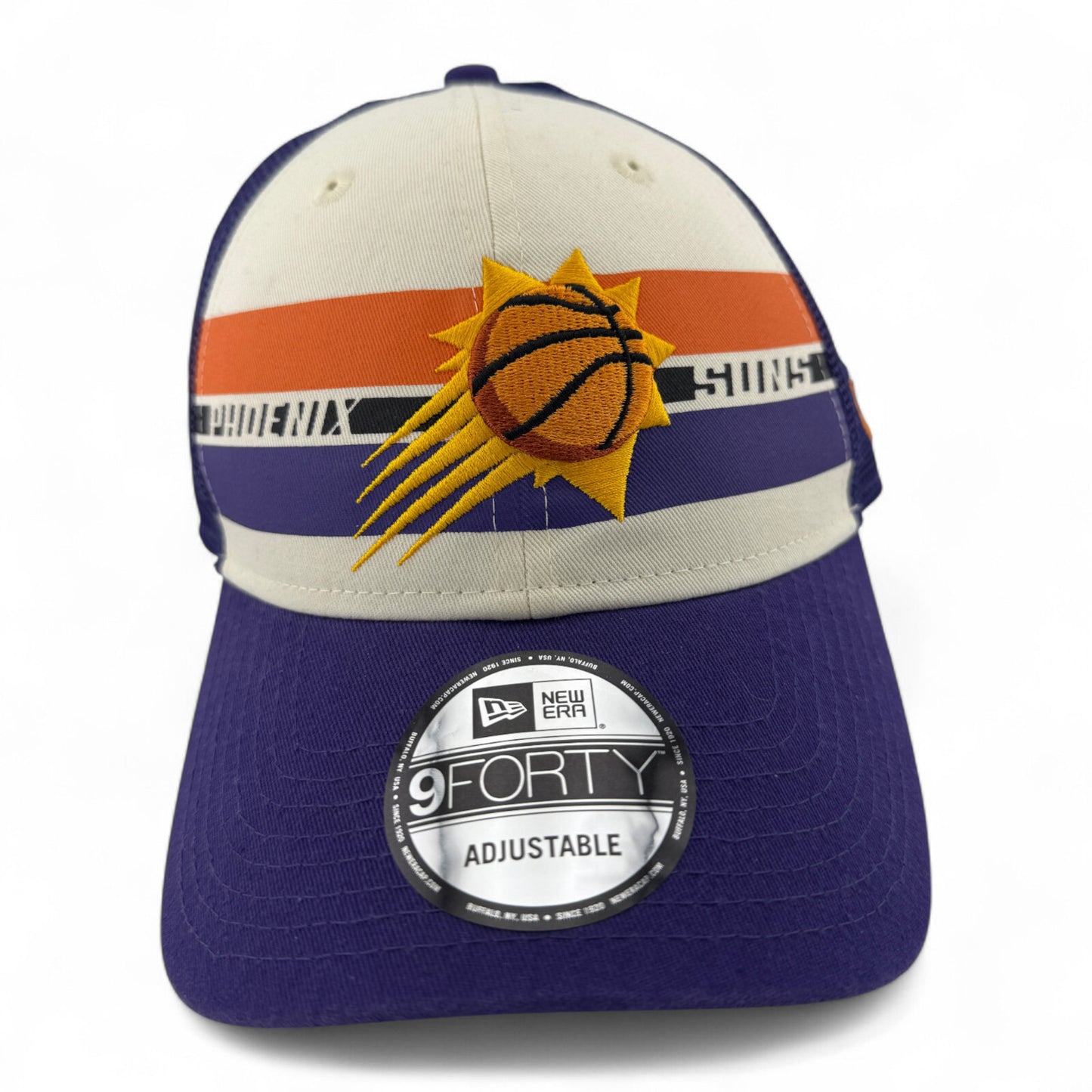 New Era Phoenix Suns NBA Team Stripes 9Forty Trucker Snapback Adjustable Hat Cap