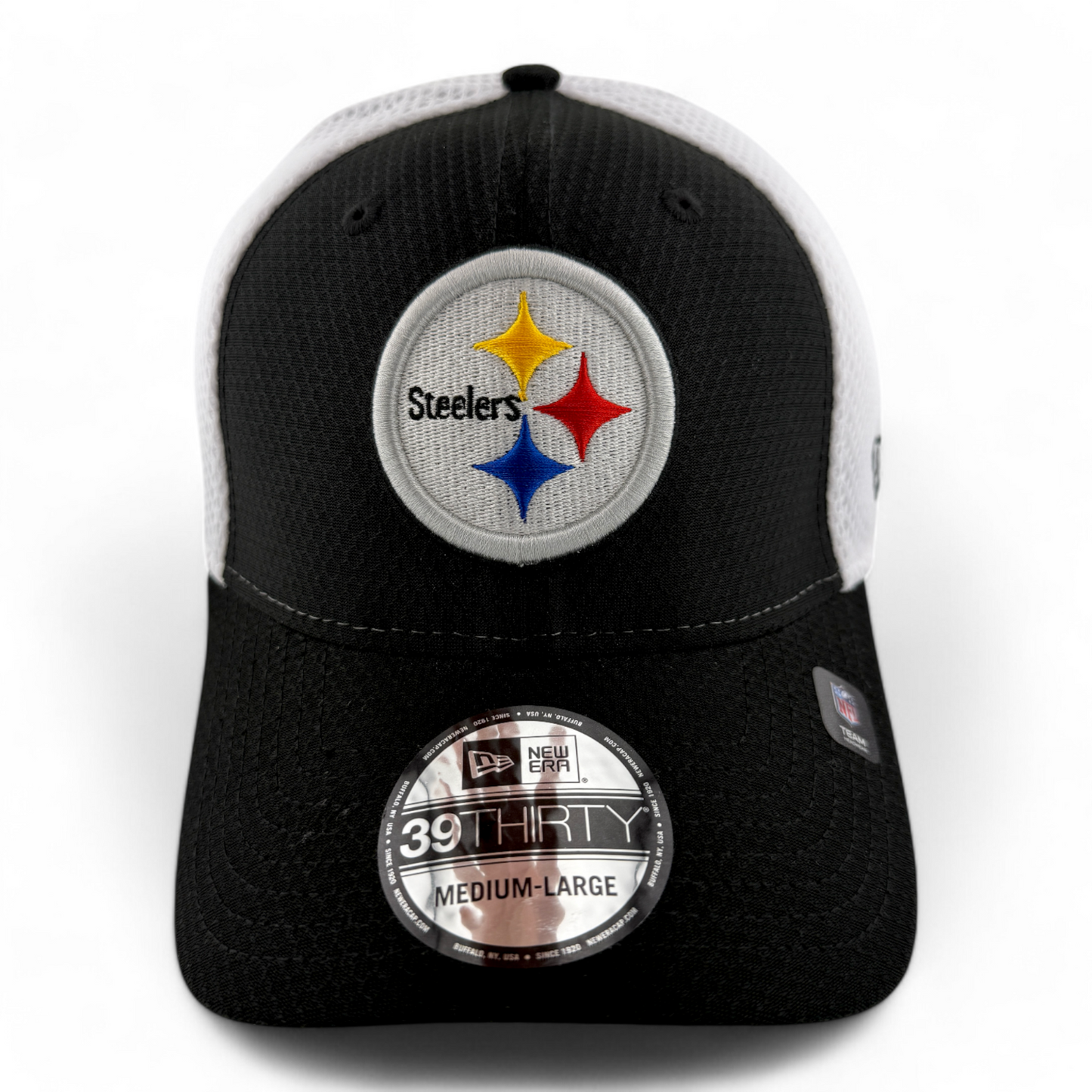 New Era Pittsburgh Steelers NFL Hex White Neo Back 39Thirty Flex Fit Hat Cap