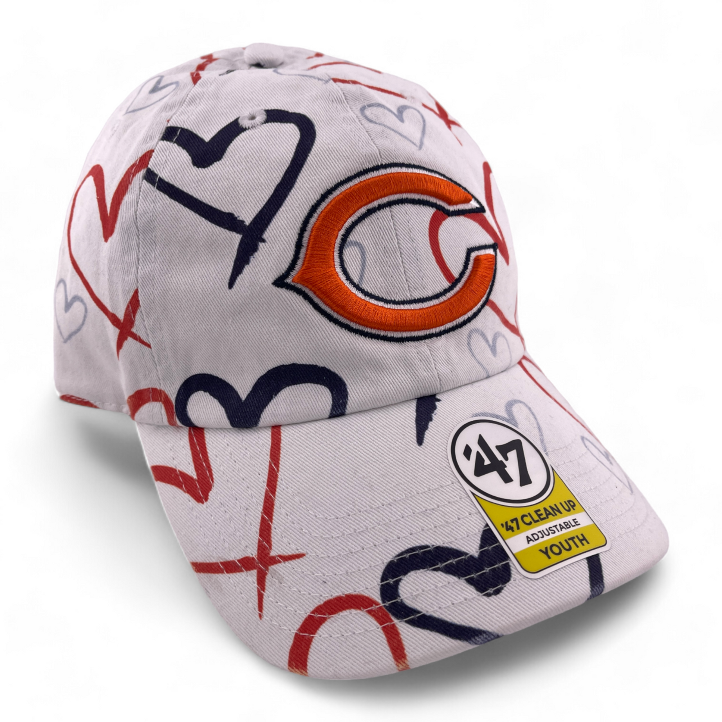 NEW '47 Brand Chicago Bears NFL Youth Hearts Clean Up Adjustable Dad Hat Cap