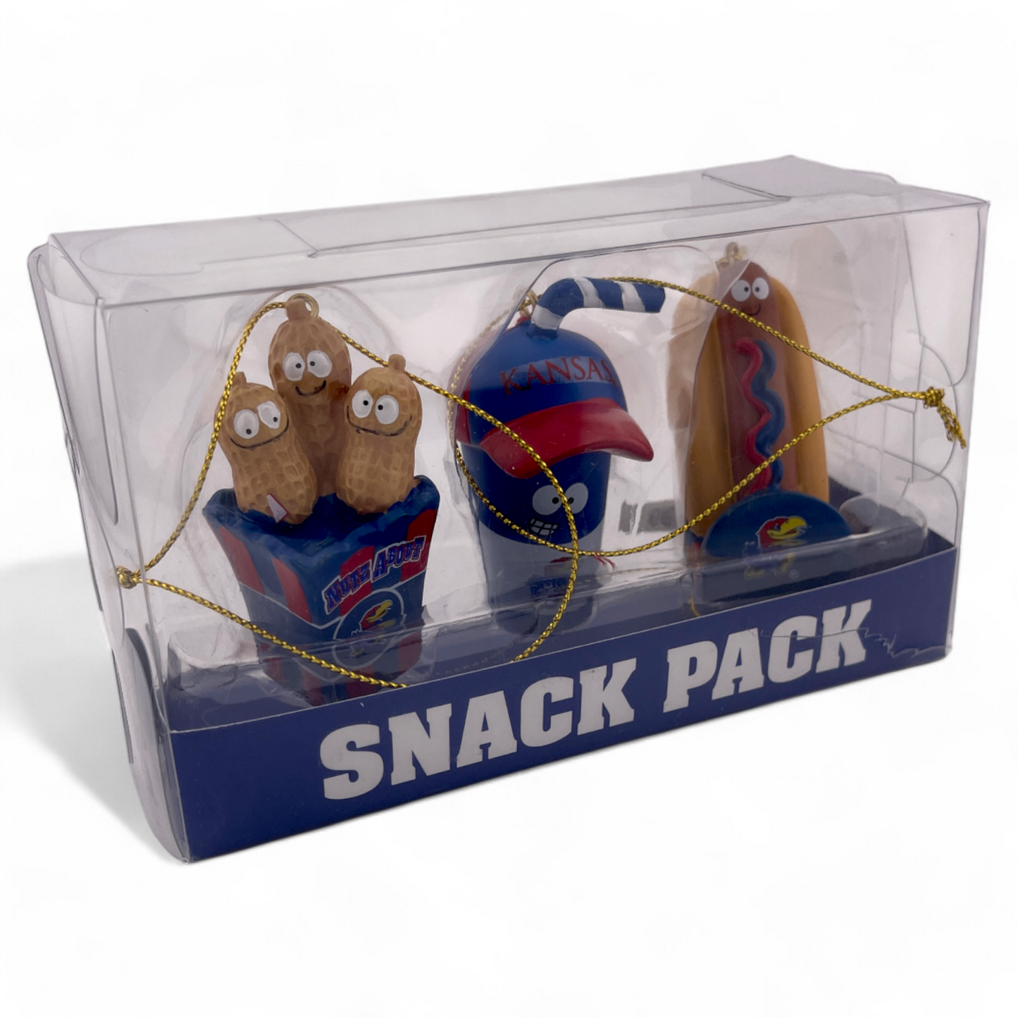 University of Kansas Jayhawks NCAA Snack Pack Set of 3 Christmas Ornaments