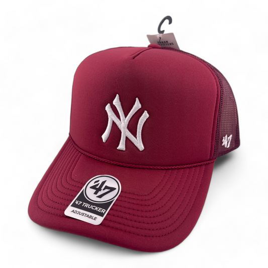 '47 Brand UO New York Yankees Maroon Trucker Snapback Baseball Rope Hat Cap