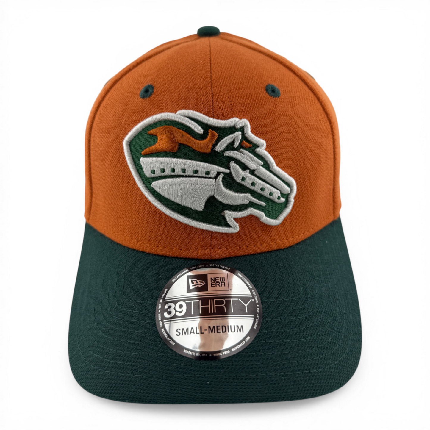New Era Caballos de Stockton MiLB Rust Burnt Green 39Thirty Flex Fit Hat Cap