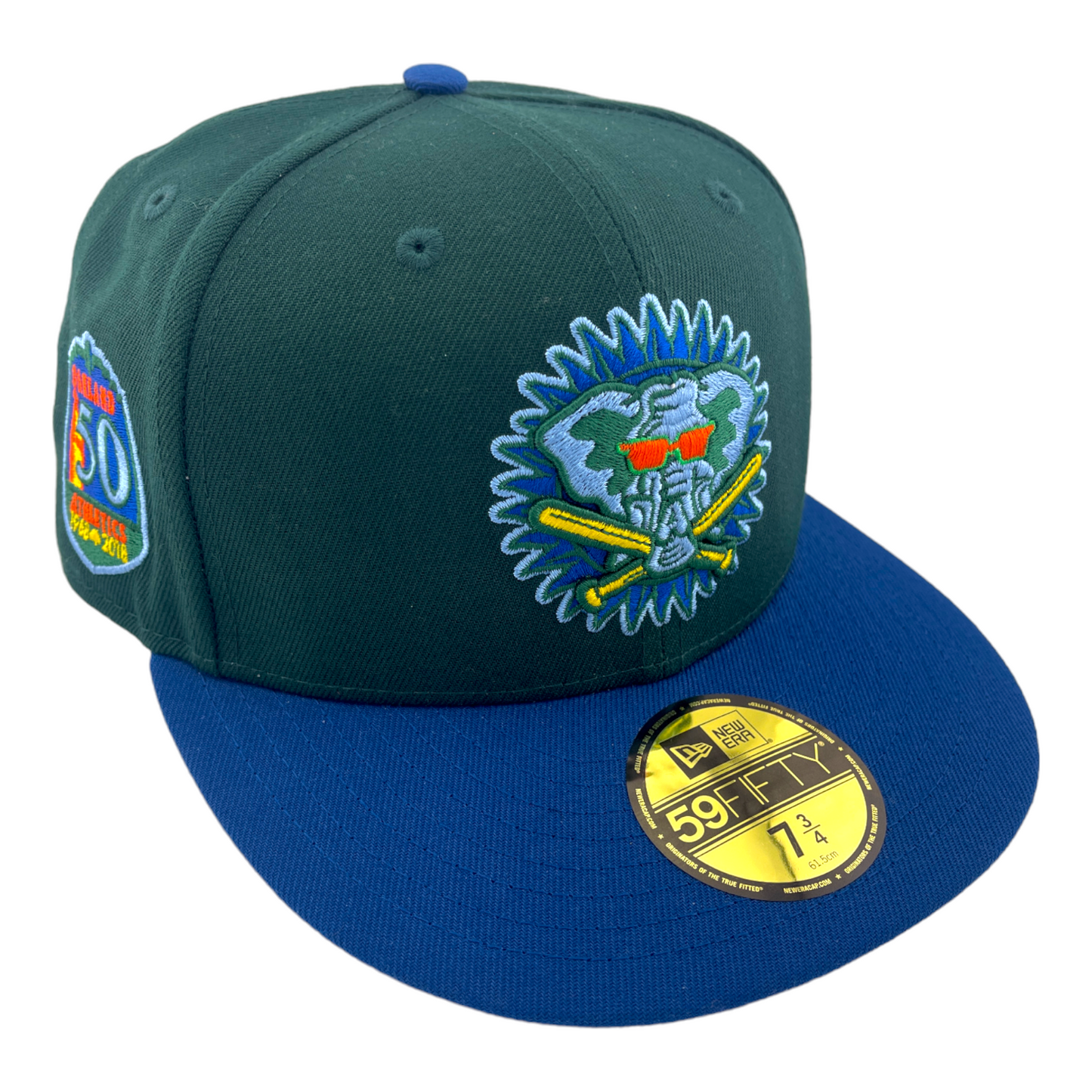 New Era Oakland Athletics A's 50th Side Patch Green/Blue UV 59FIFTY Fitted Hat Cap