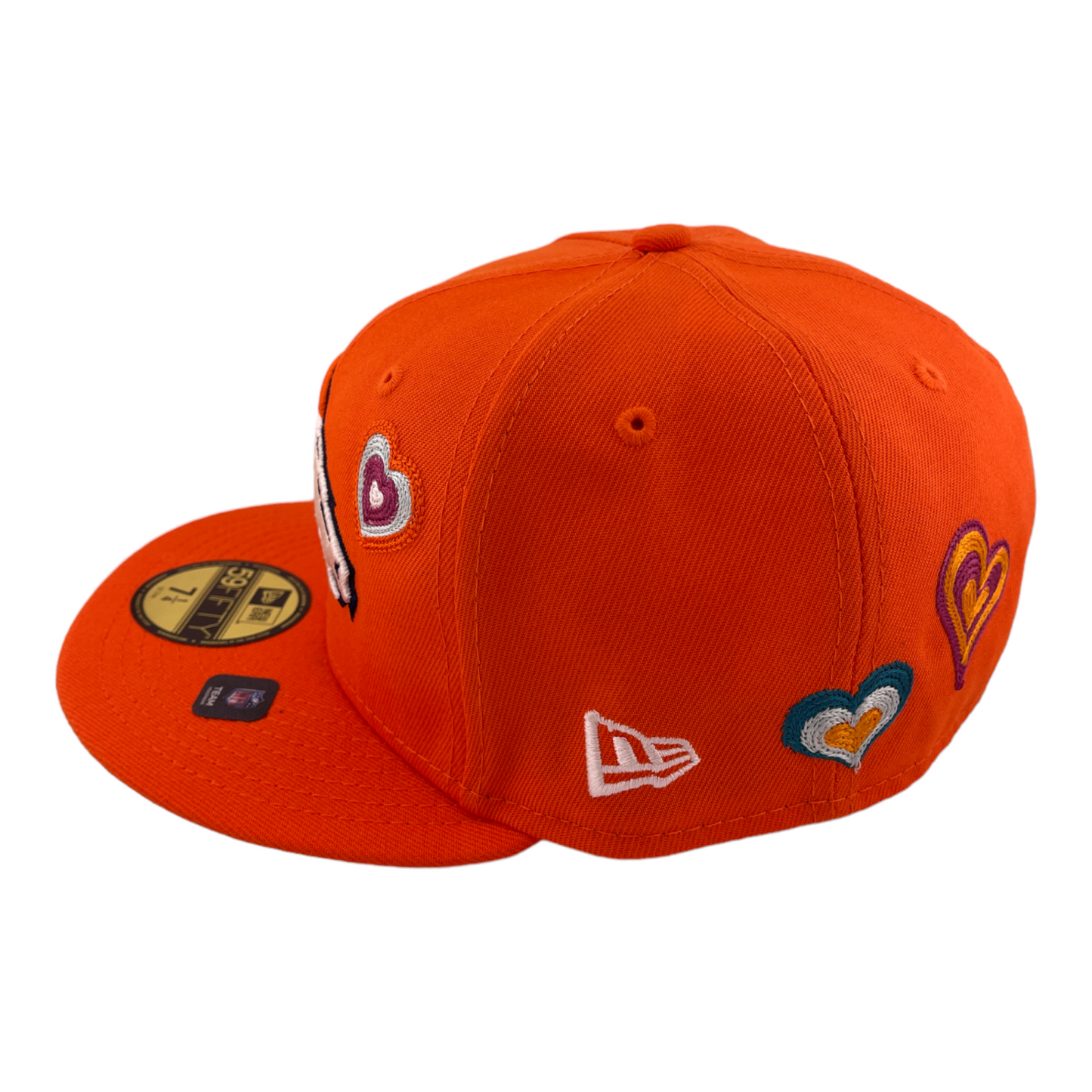 New Era Denver Broncos Chain Stitch Hearts Orange/Pink UV 59FIFTY Fitted Hat Cap