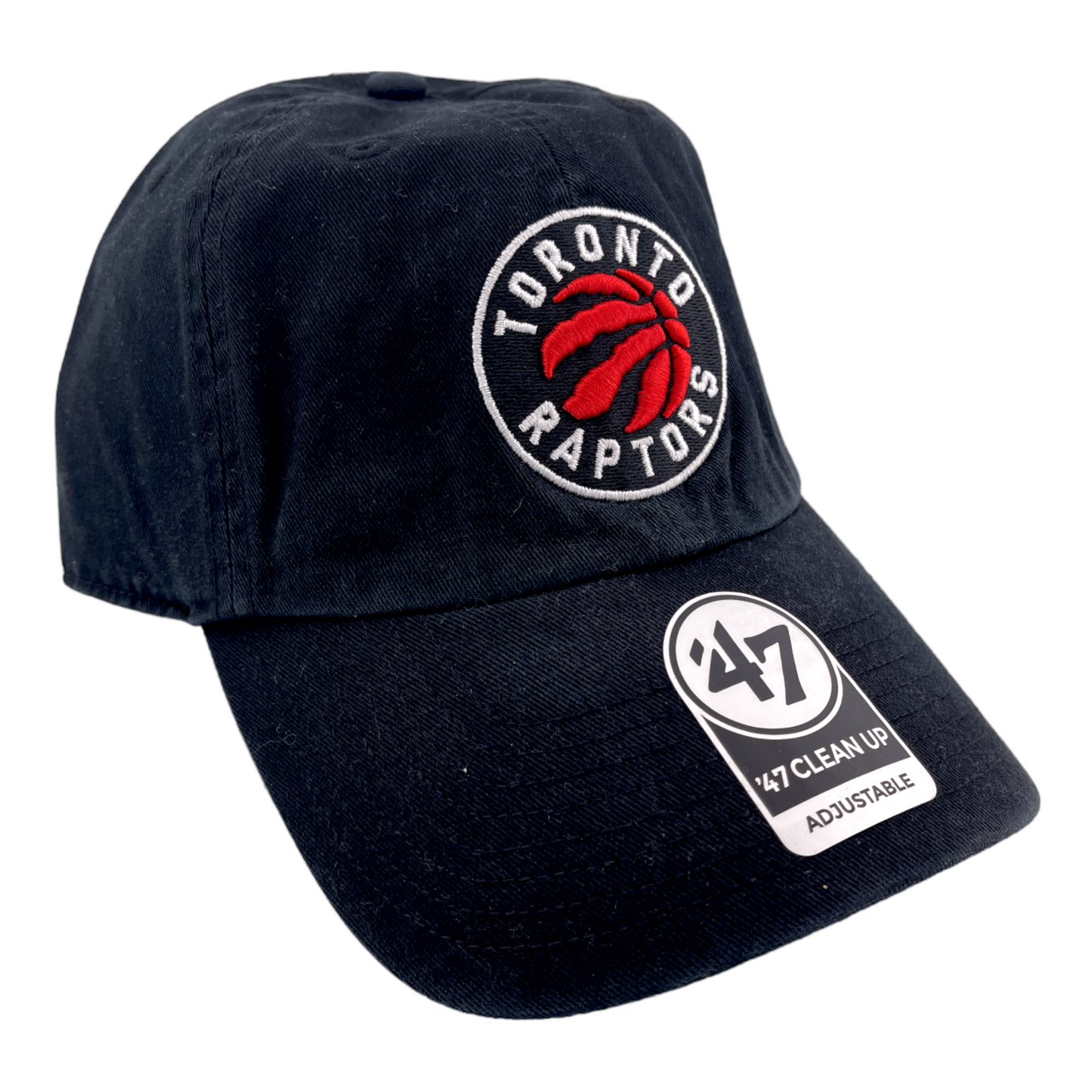 '47 Brand Clean Up Toronto Raptors NBA Black Red Logo Adjustable Dad Hat Cap