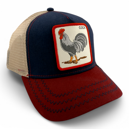 Goorin Bros Cock Rooster The Farm Navy/Red Trucker Adjustable Snapback Hat Cap