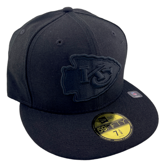 New Era Kansas City Chiefs Blacked Out Logo All Black/Grey UV 59Fifty Fitted Hat Cap