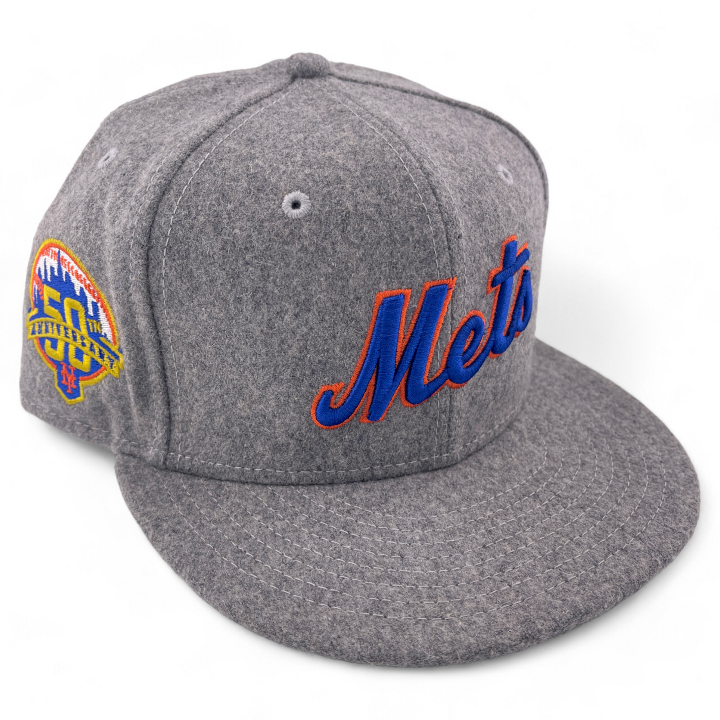 New Era New York Mets MLB 50th Anniversary Grey Wool Pack 59Fifty Fitted Hat Cap