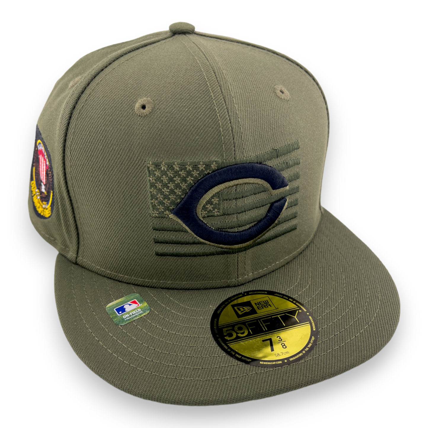 New Era Cincinnati Reds Salute to Service 2023 Military Olive/Grey 59FIFTY Hat Cap