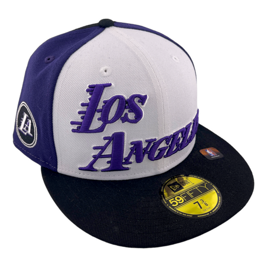 New Era Los Angeles Lakers City Edition White/Black/Purple UV 59Fifty Fitted Hat Cap